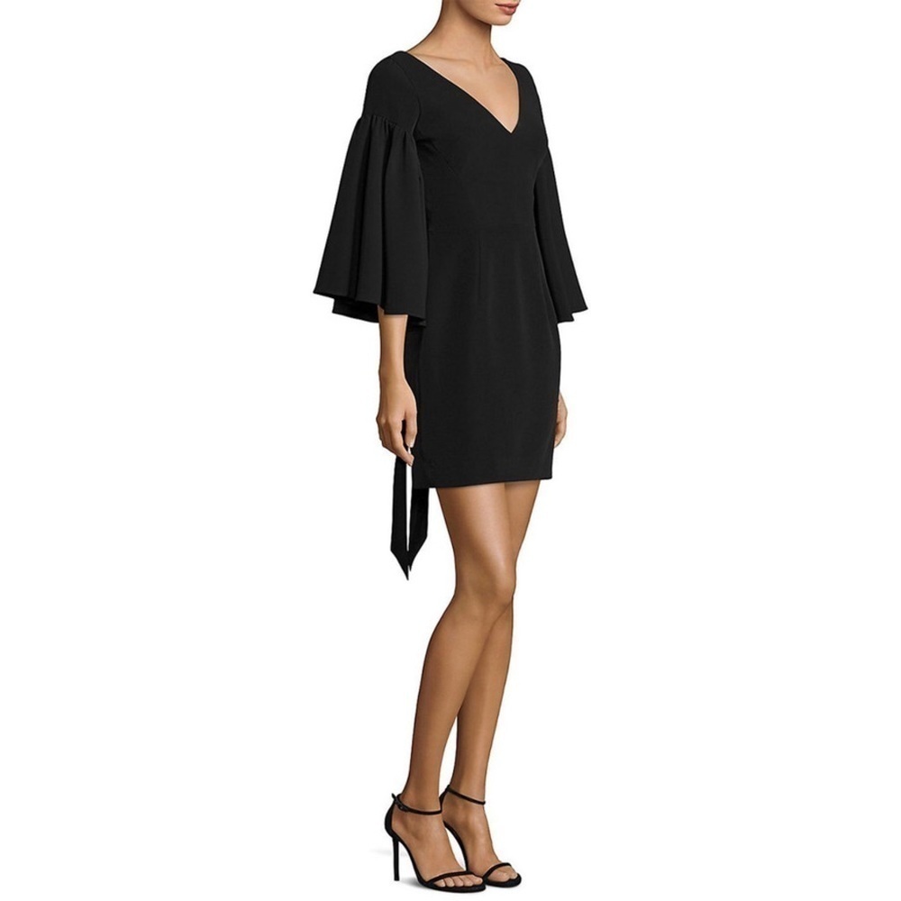 NWT MILLY Cady Bell Sleeve Tie Back Black Dress - Size 8
